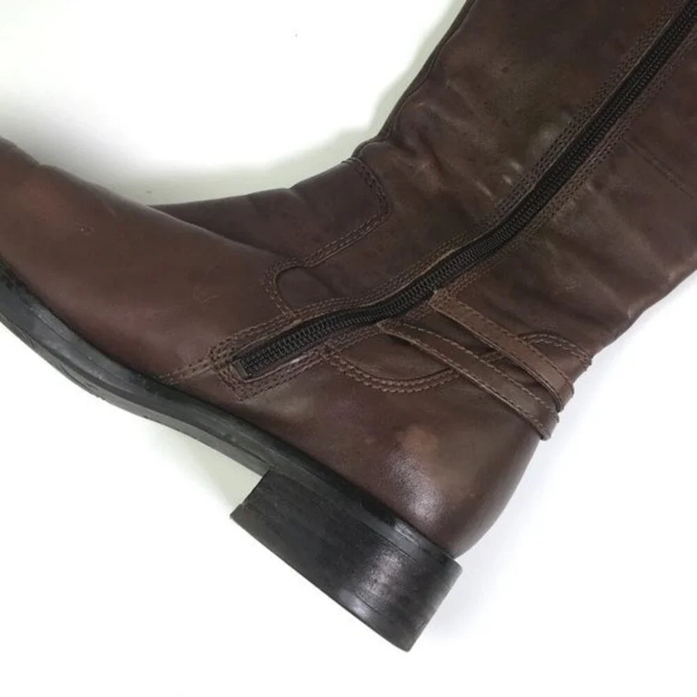 ECCO Tall Riding Boots Double Ankle Straps +Upper Strap w/ buckles Women’s 38